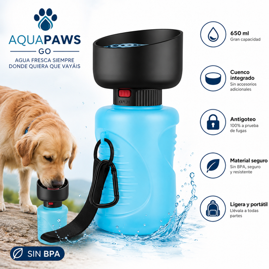 AquaPaws™ Go | Botella plegable perros