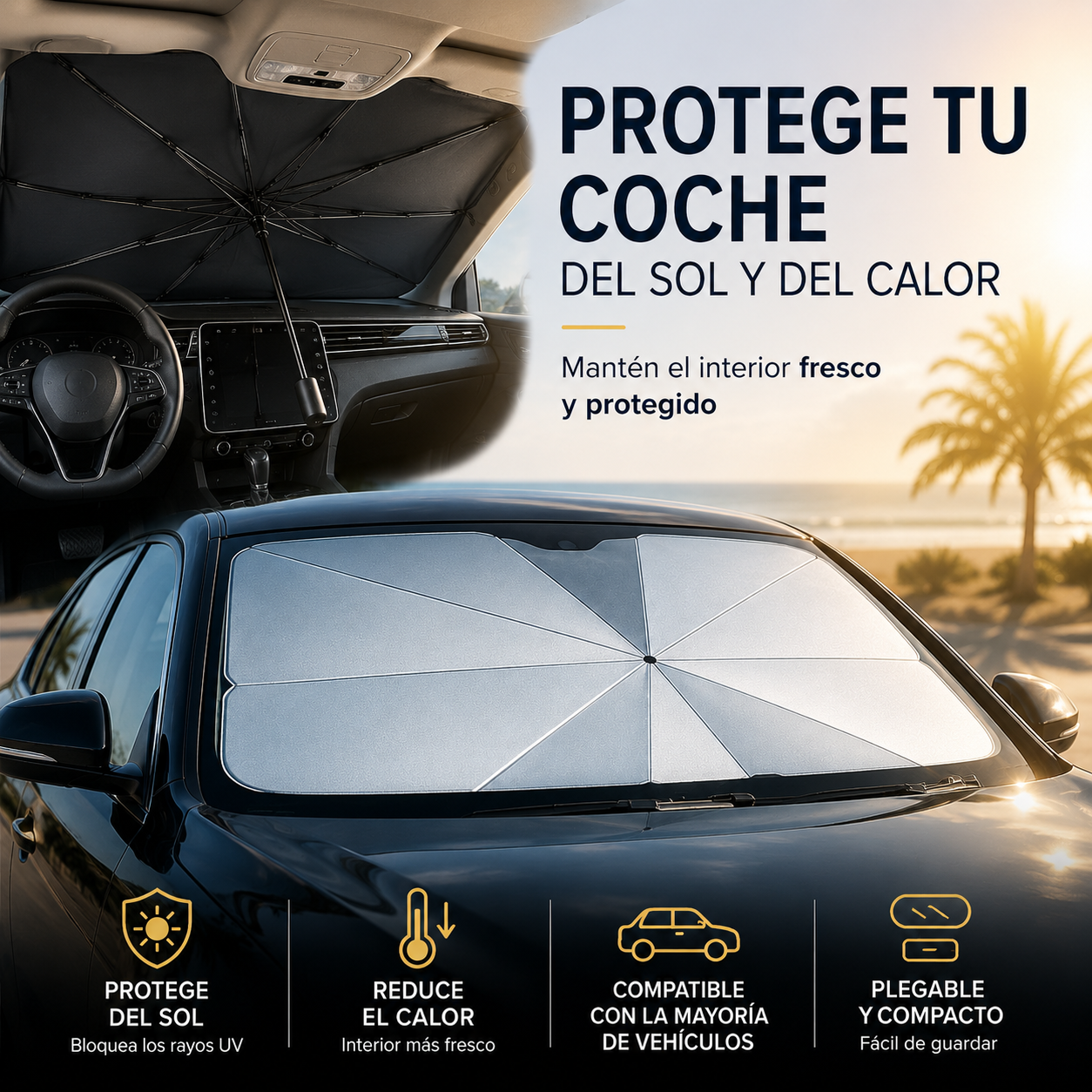 SunShield Pro™ Parasol coche